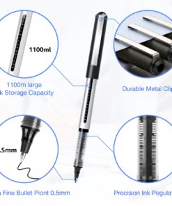 Rollerball Pen Fine Point Pens: 16 Pack 0.5mm Black Gel Liquid Ink Pens Extra Thin Fine Tip Pens, Rolling Ball Point Writing Pens for Note Taking, Signature, Journal, Office/Stationary Supplies 23 71Bnmo51nXL