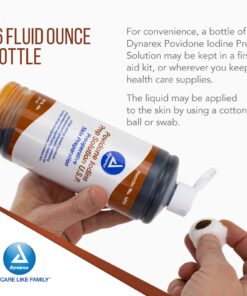 Dynarex Povidone Iodine Prep Solution USP, Effective Topical Antiseptic Liquid for Skin and Mucosa, Cleansing and Preparation, Brown, 1 - 16 Fluid Oz. Bottle Unflavored 16 Fl Oz (Pack of 1) 19 71BpMDaNmuL