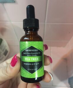 Tea Tree Essential Oil, 1 Fl Oz with Dropper - Undiluted Therapeutic Grade for Your Face, Skin, Hair and Diffuser - 100% Pure Melaleuca Oil for Acne, Toenails - by Pure Body Naturals 1 Fl Oz (Pack of 1) 50 71BpP1ffp8L