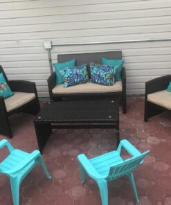 Best Choice Products 4-Piece Outdoor Wicker Patio Conversation Furniture Set for Backyard, Deck, Poolside w/Coffee Table, Seat Cushions - Brown Wicker/Beige Cushions Brown/Beige 38 71Bphc3gA3L