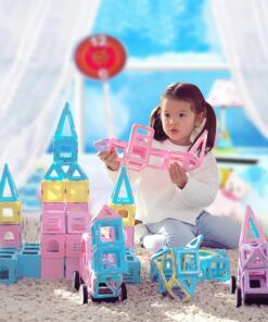MAGBLOCK 102 Piece Magnetic Tiles Toys for 3 4 5 Year Old Girls Boys, Castle Magnet Toy Building Block for Kids Toddlers, Magnetic Blocks Montessori STEM Toys for Toddler Girls Gifts 25 71Bq1RR9GYL