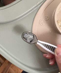 NumNum Baby Spoons Set, Pre-Spoon GOOtensils for Kids Aged 6+ Months - First Stage, Baby Led Weaning (BLW) Teething Spoon - Self Feeding, Silicone Toddler Food Utensils - 2 Spoons, Gray/Green Storm Gray/Glacier Green 37 71BqQSSjJgL