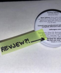 Tattoo Goo Original Travel Size Tattoo After Care, Natural Tattoo Balm with Beeswax and Cocoa Butter, Soothing Tattoo Ointment and Brightening Care, .32 oz; Packaging may vary 27 71BrcapGEBL