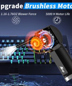 Alternative view of Compressed Air Duster, 8000mAh Electric Air Duster, Portable Air Blower,Cordless Air Duster, Brushless Motor, Replaces Compressed Air Cans for Computer Keyboard Electronics Cleaning