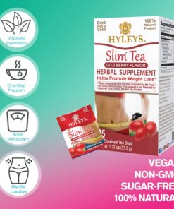 Hyleys Slim Tea Goji Berry Flavor - Weight Loss Herbal Supplement Cleanse and Detox - 25 Tea Bags (1 Pack) 25 Count (Pack of 1) 24 71BskdJrEnL