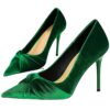 stylewe Velvet Heels for Women, Dressy High Heels with Twist Bow Knot, Stiletto Heels for Women 8 Green 39 71Bsp31FQcL