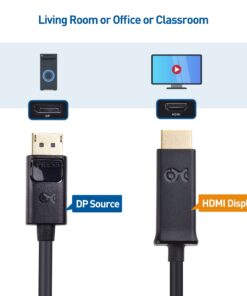 Cable Matters Unidirectional DisplayPort to HDMI Cable 6 ft, Gold-Plated DP to HDMI Cable, Display Port to HDMI Adapter Cable, 6 Feet 13 71BsqReTUL