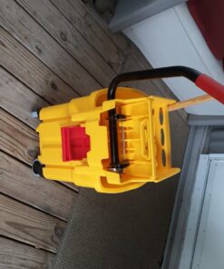 Rubbermaid Commercial Products WaveBrake 35 Qt. Side-Press Mop Bucket and Wringer Combo on Wheels, Yellow, for Professional/Industrial/Business Heavy-Duty Floor Cleaning/Mopping 66 71Bt1wJOgUL