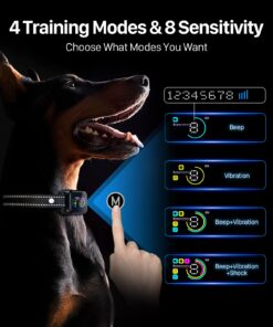 Dog Bark Collar, DINJOO Bark Collar for Large Medium Small Dogs,Smart Bark Collar,Rechargeable Anti Barking Training Collar with 8 Adjustable Sensitivity,Bark Shock Collar with Beep (Black) Black 24 71BuYX A5aL