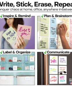 Dry Erase Reusable Sticky Notes | 4x6 12-Pack | 2-Year Re-Stickable & Erasable Post Notes | Smudge-Free Tackie Marker | Made in the USA by M.C. Squares 23 71BvAhdVYLL 4