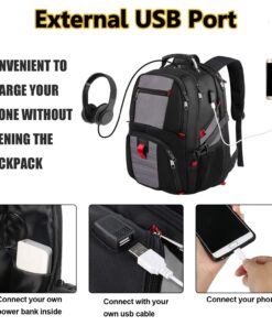 YOREPEK Travel Backpack, Extra Large 50L Laptop Backpacks for Men Women, Water Resistant College Backpack Airline Approved Business Work Bag with USB Charging Port Fits 17 Inch Computer, Grey 16 71BvDgFVnrL