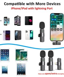MAYBESTA Professional Wireless Lavalier Lapel Microphone for iPhone, iPad - Cordless Omnidirectional Condenser Recording Mic for Interview Video Podcast Vlog YouTube Black 19 71BwBjbLHSL