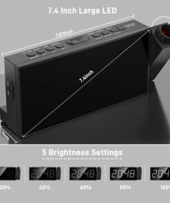 Projection Digital Alarm Clock for Ceiling,Wall,Bedroom - FM Radio,7” Large Number & 5 Dimmers,350°Projector,USB Charger,Sleep Timer,Plug in & Battery Backup,Loud Dual Alarm Clock for Heavy Sleepers White Display Number,red Projection Number 25 71BxfIzNuL