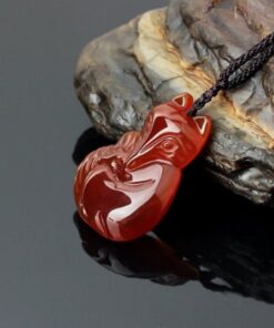 COOLSOME Women's Red Agate Fox Queen Pendant Necklace Grounding Stone Protection 28 71BxyhHMGAL
