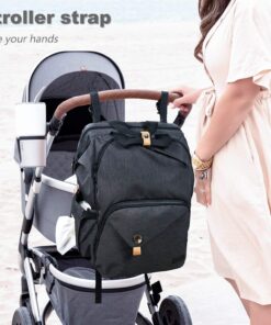 Hap Tim Diaper Bag Backpack,Large Capacity Travel Back Pack Maternity Baby Nappy Changing Bags, Double Compartments with Stroller Straps,Waterproof,Black (US7340-DG) Dark Grey 49 71ByPAliSlL