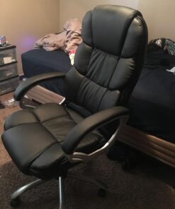 BestOffice Office Chair Cheap Desk Chair Ergonomic Computer Chair with Lumbar Support Arms Headrest PU Leather Modern Rolling Swivel Executive Chair for Back Pain Women Men Adults,Black Black 41 71BySNXudaL