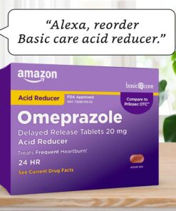 Amazon Basic Care Omeprazole Delayed Release Tablets 20 mg, Treats Frequent Heartburn, Acid Reducer, Heartburn Medicine, 42 Count (Pack of 1) Unflavored 42 Count (Pack of 1) 28 71BzNrU5dfL