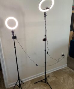 GearLight Ring Light - 10" Selfie Tripod Stand with LED Lights, Dual Phone Holders, Adjustable Height and Lighting for Recording, Makeup & Photography - Cute Room Decor Stuff & Gifts For Teen Girls 10 inch 37 71Bzq8oj8LL