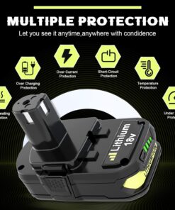2-Pack 3000mAh 18V P102 P108 Li-ion Replacement Battery for Ryobi 18 Volt Battery Lithium-ion Plus Battery Max P102 P108 P103 P105 P107 P109 P104 Compatible with Ryobi 18Volt Power Cordless Tools 1 Count (Pack of 2) 11 71C 5KxyH4L
