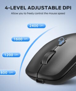 iClever Wireless Bluetooth Mouse, Dual Mode(Bluetooth+USB), Rechargeable Mouse, Multi-Devices Mouse for Small Sized Hands with 4 Adjustable DPI, Silent Clicks for Laptop, iPad, MacBook, Tablet, PC 12 71C G89EVRL