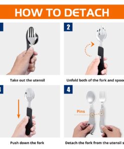 Alternative view of Camping Utensil HIKENTURE 4-In-1 Stainless Steel Fork Knife Spoon Bottle Opener Set with Storage Case (Black) Black