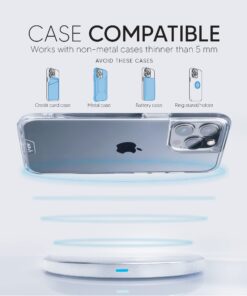 TALK WORKS 5W Wireless Charging Pad Compatible w/ iPhone 15/Pro/Max, 14/Plus/Pro/Max, 13/Mini/Pro/Max, 12,11,XR,XS,X,8, Samsung S23, S22, S21, S20, S10 - Qi Certified Fast Charger w/USB Adapter(White) 19 71C y8kDfVL