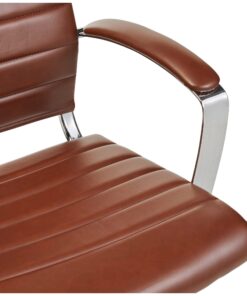 Amazon Basics High-Back Executive Swivel Office Desk Chair with Ribbed Puresoft Upholstery, Lumbar Support, Modern Style, 23.25"D x 24.75"W x 45.25"H, Brick Red 24 71C1Vk3VbQL