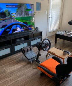 OpenWheeler GEN3 Racing Wheel Simulator Stand Cockpit Orange on Black, Video Game Controller, Fits All Logitech G923, G920, Thrustmaster, Fanatec Wheels, Compatible with Xbox One, PS4, PC Platforms. 52 71C1yKxIBqL