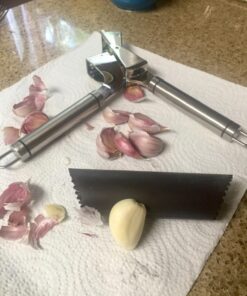 ORBLUE Garlic Press Stainless Steel - Premium Professional Grade Garlic Mincer, Crusher & Peeler Set - Easy Clean, Dishwasher Safe & Rust-proof Ageless Silver 36 71C2iHbVLOL