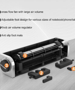 Alternative view of OImaster Laptop Cooler with Adjustable Stand, Laptop Cooling Pad 3-Speed Adjustable Small Desk Fan, USB Multi Function Laptop Cross-Flow Turbine Cooling Fan for Laptop Pad Tablet Phone (1691)