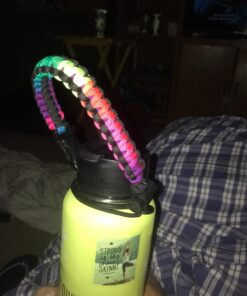 WaterFit Paracord Handle - Paracord Carrier Survival Strap Cord with Safety Ring and Carabiner Compatible with Hydro Flask Wide Mouth Water Bottles 12oz - 64 oz Rainbow/Compass 23 71C3li5KxIL