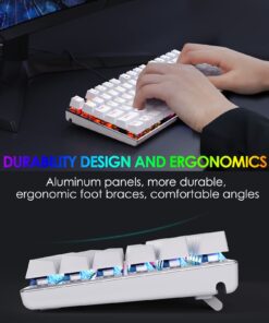 HUO JI Z88 Z-88 RGB Mechanical USB Gaming Keyboard, Blue Switch , LED Backlit, Water Resistant, Compact 81 Keys Anti-Ghosting for Mac, PC, White 81 keys, blue switch 27 71C47Q2P2NL