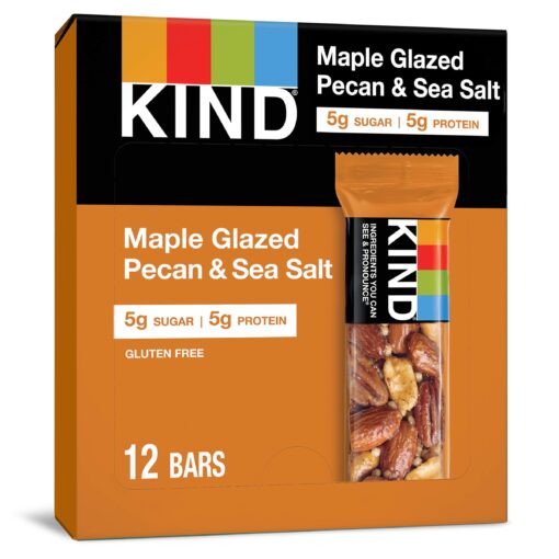 KIND Bars, Maple Glazed Pecan & Sea Salt, Healthy Snacks, Gluten Free, Low Sugar, 12 Count 12 Count (Pack of 1)