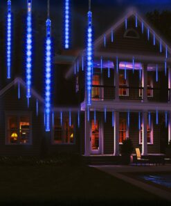 OMGAI LED Meteor Shower Rain Lights - Waterproof Drop Icicle Snow Falling Raindrop 30cm 8 Tubes Cascading Lights for Wedding Xmas Home Décor, Blue 14 71C6YeHfz5L