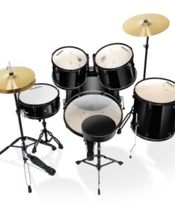 Gammon Percussion Full Size Complete Adult 5 Piece Drum Set with Cymbals Stands Stool and Sticks, Black 21 71C7 dcAOzL