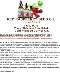 RED RASPBERRY SEED OIL 100% Pure/Natural/Virgin. Cold Pressed/Undiluted Carrier Oil. For Face, Hair and Body. 1 Fl.oz.- 30 ml. by Botanical Beauty 1 Fl Oz (Pack of 1) 18 71C762lHVL