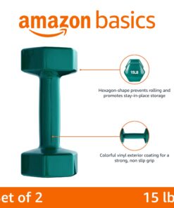 Alternative view of Amazon Basics Vinyl Hexagon Workout Dumbbell Hand Weight 15 Pounds