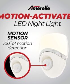 Amerelle Motion Sensor Night Light - LED Plug In Night Light With Sensor That Lights Up When It Auto Detects Motion - Wide 100 Degree Detection Zone - Ideal for Bathroom & Nursery - (73092CC) 1 23 71C7c5SrMeL