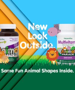 NaturesPlus Animal Parade Children's Chewable Multivitamin - Grape Flavor - 180 Animal-Shaped Tablets - Promotes Health & Well-Being - Vegetarian, Gluten Free - 90 Servings 180 Count (Pack of 1) 10 71C7iCFUAoL