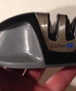 KitchenIQ 50009 Edge Grip 2-Stage Knife Sharpener, Black, Coarse & Fine Sharpeners, Compact for Easy Storage, Stable Non-Slip Base, Soft Grip Rubber Handle, Straight & Serrated Knives 41 71C7nZbkukL