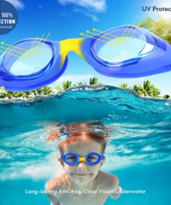 Careula 2 Pack Kids Swim Goggles, Swimming Goggles Anti-fog Water Pool Glasses for Kids Girls Boys Toddlers Child Age 2-12 A1 Purple & Blue 11 71C8BtZVR8L