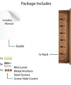brightmaison Mante Entryway Organizer with Key Holder and Coat Rack, 6 Hooks For Hanging Face Masks, 30" Wood Walnut 17 71C8IhrNk3L