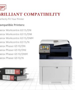 Toner Kingdom Compatible Toner Cartridge Replacement for Xerox Phaser 6510 Xerox WorkCentre 6515 for Xerox 6510dn 6515dn Printer-106R03477 106R03478 106R03479 106R03480(5500 Black, 2400 Color, 5 Pack) 12 71C9133GdFL