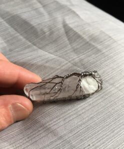 Top Plaza Natural Raw Stone Healing Crystal Necklace Silver Tree Of Life Wire Wrapped Clear Quartz Point Pendant For Womens Ladies 31 71C9cyajH4L