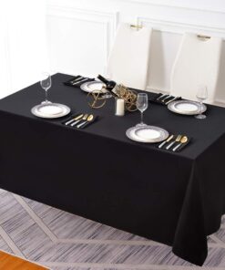 Surmente Tablecloth 90 x 132-Inch Rectangular Polyester Table Cloth for Weddings, Banquets, or Restaurants (Black) ……… 90x132 in, 1 Pack Black 23 71CAIOn5IZL
