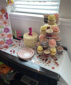 YestBuy 4 Tier Round Acrylic Cupcake Stand with Base, Premium Cupcake Holder, Acrylic Cupcake Tower Display Cady Bar Party Décor – Display for Pastry (4" Between 2 Layers with Base) 4 Tier Round with BASE ( 4" between 2 layers) 28 71CAWYyIDAL