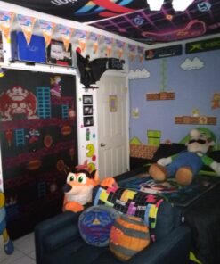 RoomMates JL1331M Super Mario Retro Spray and Stick Removable Wall Mural - 10.5 ft. x 6 ft. 20 71CD5cI87HL