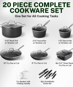 Alternative view of Granitestone Armor Max 20 Pc Pots and Pans Set Non Stick Cookware Set, Hard Anodized Nonstick Kitchen Cookware Sets with Induction Cookware, Non Toxic Pot and Pan Set + 6 Pc Knife Set, Dishwasher Safe 20 Pc Cookware Set