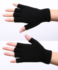 SATINIOR 2 Pair Unisex Half Finger Gloves Winter Stretchy Knit Fingerless Gloves in Common Size Black 15 71CDLGeDoZL 1
