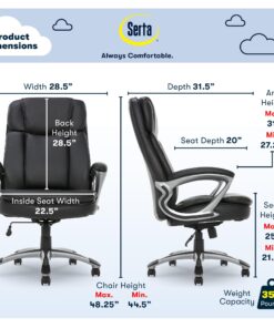 Alternative view of Serta Fairbanks Big and Tall High Back Executive Office Ergonomic Gaming Computer Chair with Layered Body Pillows, Contoured Lumbar Zone, Black